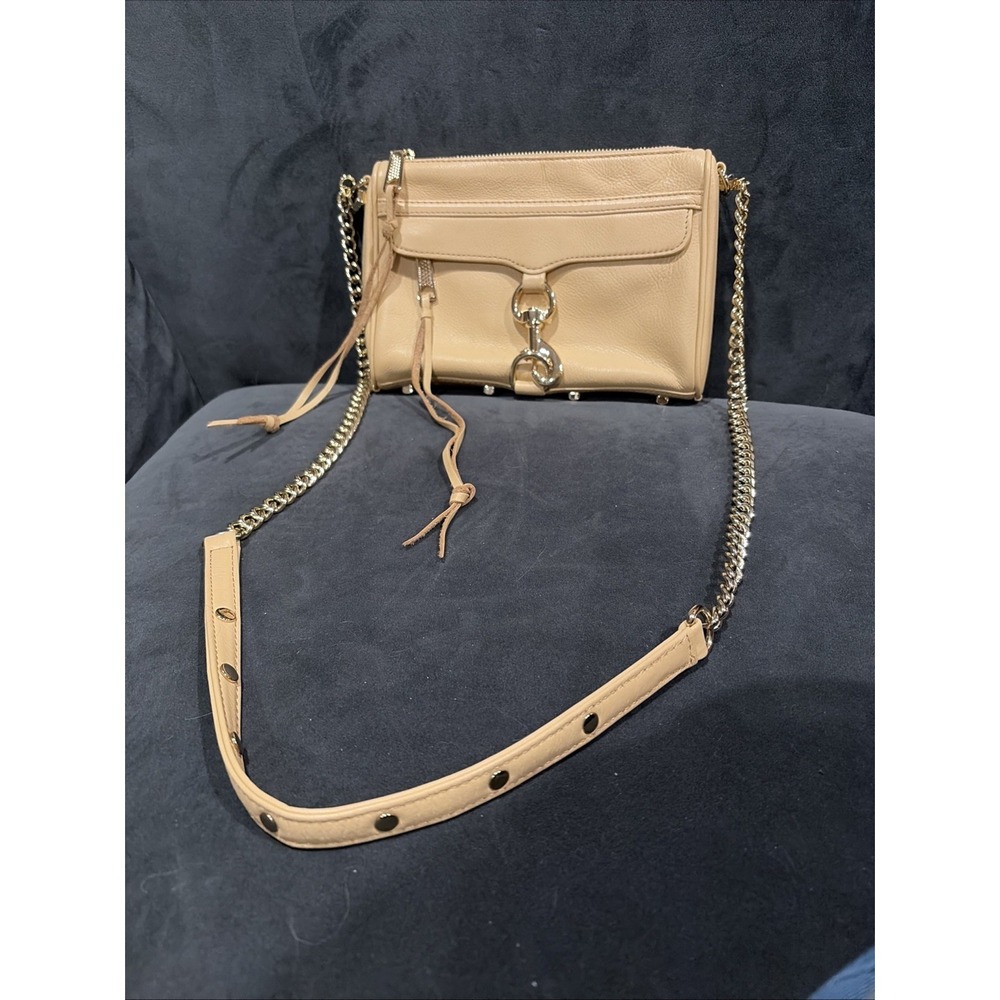 REBECCA MINKOFF MINI MAC NUDE CROSSBODY Leather Handbag PURSE Chain Strap